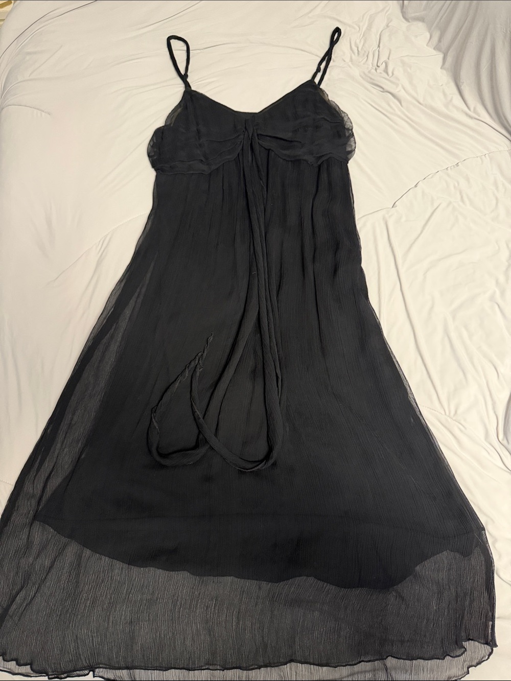 Promod Early 2000’s Black Midi Slip Dress with Spaghetti Straps